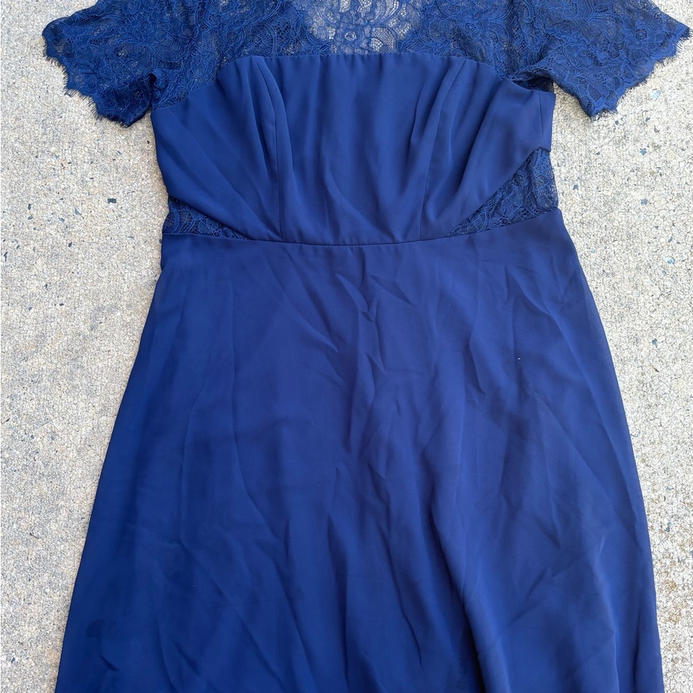 ASOS Navy Long Sleeve Lace Dress